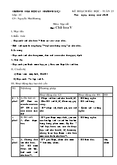 Giáo án Tập viết Lớp 2 - Tuần 25: Chữ hoa V - Năm học 2019-2020 - Nguyễn Mai Hương