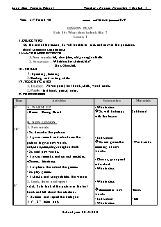 Giáo án Tiếng anh Lớp 4 - Unit 14: What does he look like? - Năm học 2018-2019 - Nguyễn Ngọc Anh