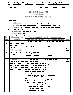 Giáo án Toán Lớp 4 - Tuần 9: Hai đường thẳng song song - Năm học 2020-2021 - Trương Thị Bích Hảo