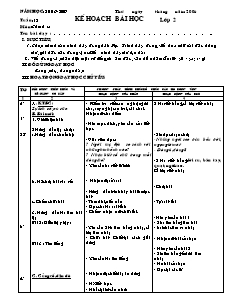 Kế hoạch bài học Các môn Lớp 2 - Tuần 12 - Năm học 2018-2019