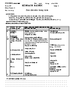 Kế hoạch bài học Các môn Lớp 2 - Tuần 16 - Năm học 2018-2019