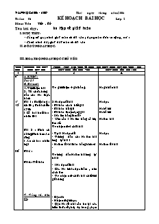 Kế hoạch bài học Các môn Lớp 2 - Tuần 18 - Năm học 2018-2019