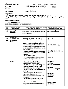 Kế hoạch bài học Các môn Lớp 2 - Tuần 26 - Năm học 2018-2019