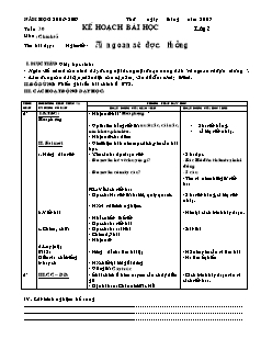 Kế hoạch bài học Các môn Lớp 2 - Tuần 30 - Năm học 2018-2019