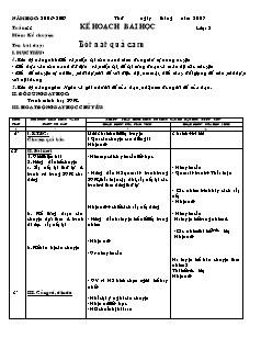 Kế hoạch bài học Các môn Lớp 2 - Tuần 33 - Năm học 2018-2019