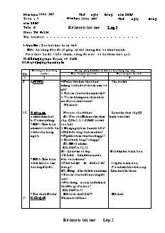 Kế hoạch bài học Các môn Lớp 2 - Tuần 7 - Năm học 2018-2019