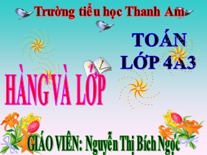 Bài giảng Toán Lớp 4 - Tiết 8: Hàng và lớp - Năm học 2017-2018 - Nguyễn Thị Bích Ngọc