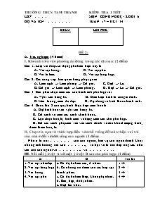 Đề kiểm tra 45 phút Công nghệ Lớp 6 - Đề 2 - Trường THCS Tam Thanh (Có đáp án)