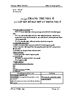 Giáo án Công nghệ Lớp 6 - Bài 8: Sắp xếp đồ đạc hợp lí trong nhà ở - Lê Thị Kim Nga