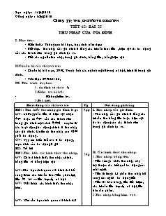 Giáo án Công nghệ Lớp 6 - Chương 4: Thu, chi trong gia đình - Tiết 62, Bài 25: Thu nhập của gia đình