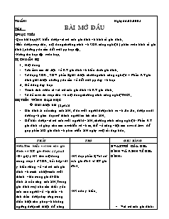 Giáo án Công nghệ Lớp 6 - Tiết 1: Bài mở đầu