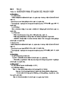 Giáo án Công nghệ Lớp 6 - Tiết 23, Bài 10: Giữ gìn ở sạch sẽ, ngăn nắp