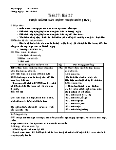 Giáo án Công nghệ Lớp 6 - Tiết 57, Bài 23: Thực hành xây dựng thực đơn (Tiếp theo)