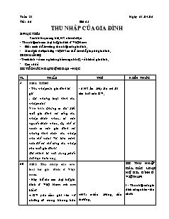 Giáo án Công nghệ Lớp 6 - Tiết 62, Bài 25: Thu nhập của gia đình