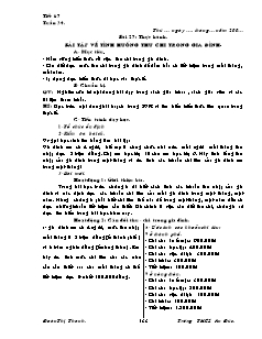 Giáo án Công nghệ Lớp 6 - Tiết 67, Bài 27: Thực hành bài tập về tình huống thu chi trong gia đình - Đoàn Thị Thanh