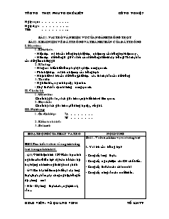 Giáo án Công nghệ Lớp 7 - Bài 1+2 - Vũ Quang Vinh