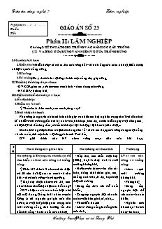 Giáo án Công nghệ Lớp 7 - Phần 2: Lâm nghiệp - Trường THCS Long Phú