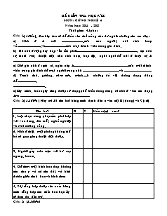 Bài kiểm tra Học kì 1 Công nghệ Khối 6 (Có đáp án)