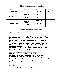 Đề cương ôn tập Công nghệ Lớp 6