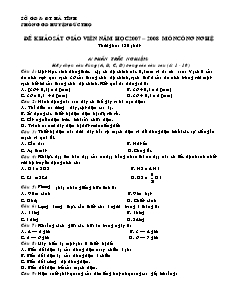 Đề khảo sát giáo viên môn Công nghệ - Phòng Giáo dục và đào tạo huyện Đức Thọ - Hà Tĩnh