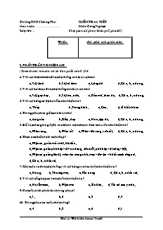 Đề kiểm tra 45 phút Công nghệ Lớp 6 - Trường THCS Long Phú