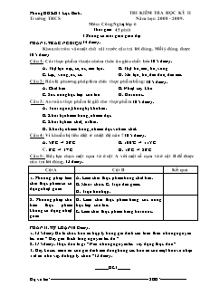 Đề kiểm tra Học kì 2 Công nghệ Lớp 6 - Phòng Giáo dục và đào tạo Lộc Bình (Có đáp án)