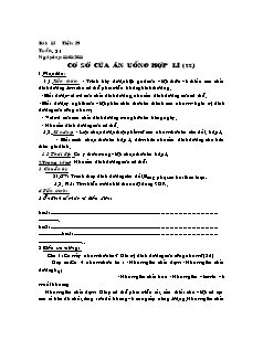 Giáo án Công nghệ Khối 6 - Tiết 39, Bài 15: Cơ sở của ăn uống hợp lí (Tiếp theo)