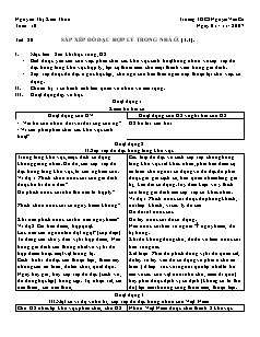 Giáo án Công nghệ Lớp 6 - Tiết 20: Sắp xếp đồ đạc hợp lý trong nhà ở (Tiếp theo) - Nguyễn Thị Kim Thoa