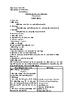 Giáo án Công nghệ Lớp 6 - Tiết 30-33, Bài 14: Thực hành cắm hoa