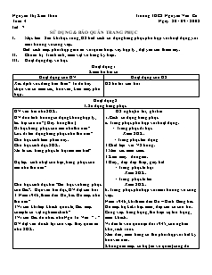 Giáo án Công nghệ Lớp 6 - Tiết 7: Sử dụng và bảo quản trang phục - Nguyễn Thị Kim Thoa