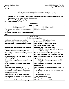 Giáo án Công nghệ Lớp 6 - Tiết 8: Sử dụng và bảo quản trang phục (Tiếp theo) - Nguyễn Thị Kim Thoa