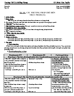 Giáo án Công nghệ Lớp 6 - Tuần 25, Bài 18: Các phương pháp chế biến thực phẩm (Tiết 2) - Đinh Văn Tuyến