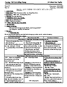 Giáo án Công nghệ Lớp 6 - Tuần 28, Bài 22: Quy trình tổ chức bữa ăn (Tiết 1) - Đinh Văn Tuyến