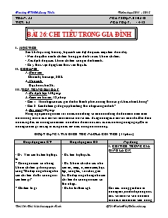 Giáo án Công nghệ Lớp 6 - Tuần 33, Bài 26: Chi tiêu trong gia đình - Trần Thị Cẩm Nhung