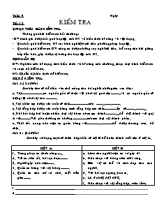 Giáo án Công nghệ Lớp 6 - Tuần 9, Tiết 18: Kiểm tra