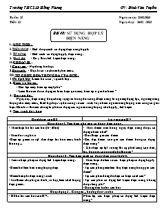 Giáo án Công nghệ Lớp 8 - Tuần 25, Tiết 42: Sử dụng hợp lý điện năng - Đinh Văn Tuyến