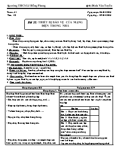 Giáo án Công nghệ Lớp 8 - Tuần 31, Tiết 48: Thiết bị bảo vệ của mạng điện trong nhà - Đinh Văn Tuyến