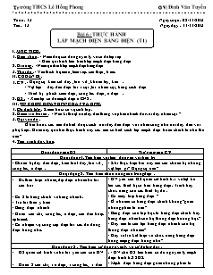 Giáo án Công nghệ Lớp 9 - Tuần 13, Tiết 13: Thực hành lắp mạch điện bảng điện (Tiết 1) - Đinh Văn Tuyến