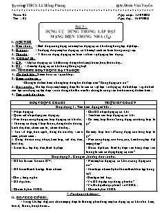 Giáo án Công nghệ Lớp 9 - Tuần 5, Tiết 5: Dụng cụ dùng trong lắp đặt mạng điện trong nhà (Tiết 2) - Đinh Văn Tuyến