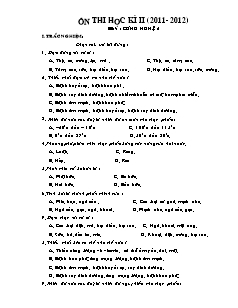 Ôn thi Học kì 2 Công nghệ Lớp 6