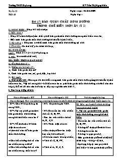 Giáo án Công nghệ Lớp 6 - Bài 17: Bảo quản chất dinh dưỡng trong chế biến món ăn (Tiết 2) - Trần Thị Ngọc Hiếu