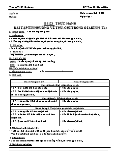 Giáo án Công nghệ Lớp 6 - Bài 23: Thực hành bài tập tình huống về thu, chi trong gia đình - Trần Thị Ngọc Hiếu