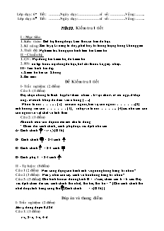 Giáo án Công nghệ Lớp 6 - Tiết 30: Kiểm tra 1 tiết