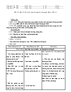 Giáo án Công nghệ Lớp 6 - Tiết 53, Bài 21: Tổ chức bữa ăn hợp lý trong gia đình (Tiết 2)