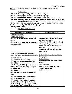 Giáo án Công nghệ Lớp 6 - Tiết 57, Bài 23: Thực hành xây dựng thực đơn (Bản đẹp)