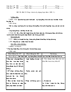 Giáo án Công nghệ Lớp 6 - Tiết 58, Bài 23: Thực hành xây dựng thực đơn (Tiết 2)