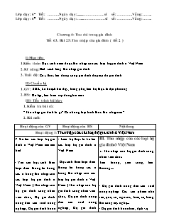 Giáo án Công nghệ Lớp 6 - Tiết 63, Bài 25: Thu nhập của gia đình (Tiết 2)