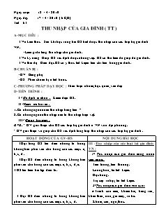 Giáo án Công nghệ Lớp 6 - Tiết 63: Thu nhập của gia đình (Tiếp theo)