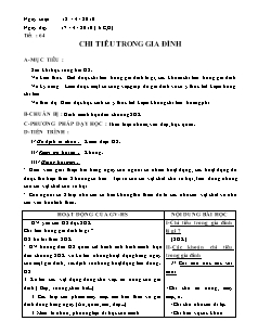 Giáo án Công nghệ Lớp 6 - Tiết 64: Chi tiêu trong gia đình