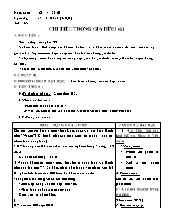 Giáo án Công nghệ Lớp 6 - Tiết 65: Chi tiêu trong gia đình (Tiếp theo)